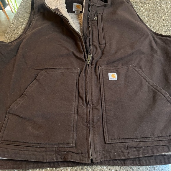 Carhartt Dark Brown Zip Up Vest with Thick Warm Lining Size 2X Ranch Western EUC - Picture 1 of 8